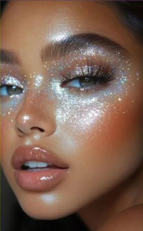 Glamouröses Make-up mit Glitzer